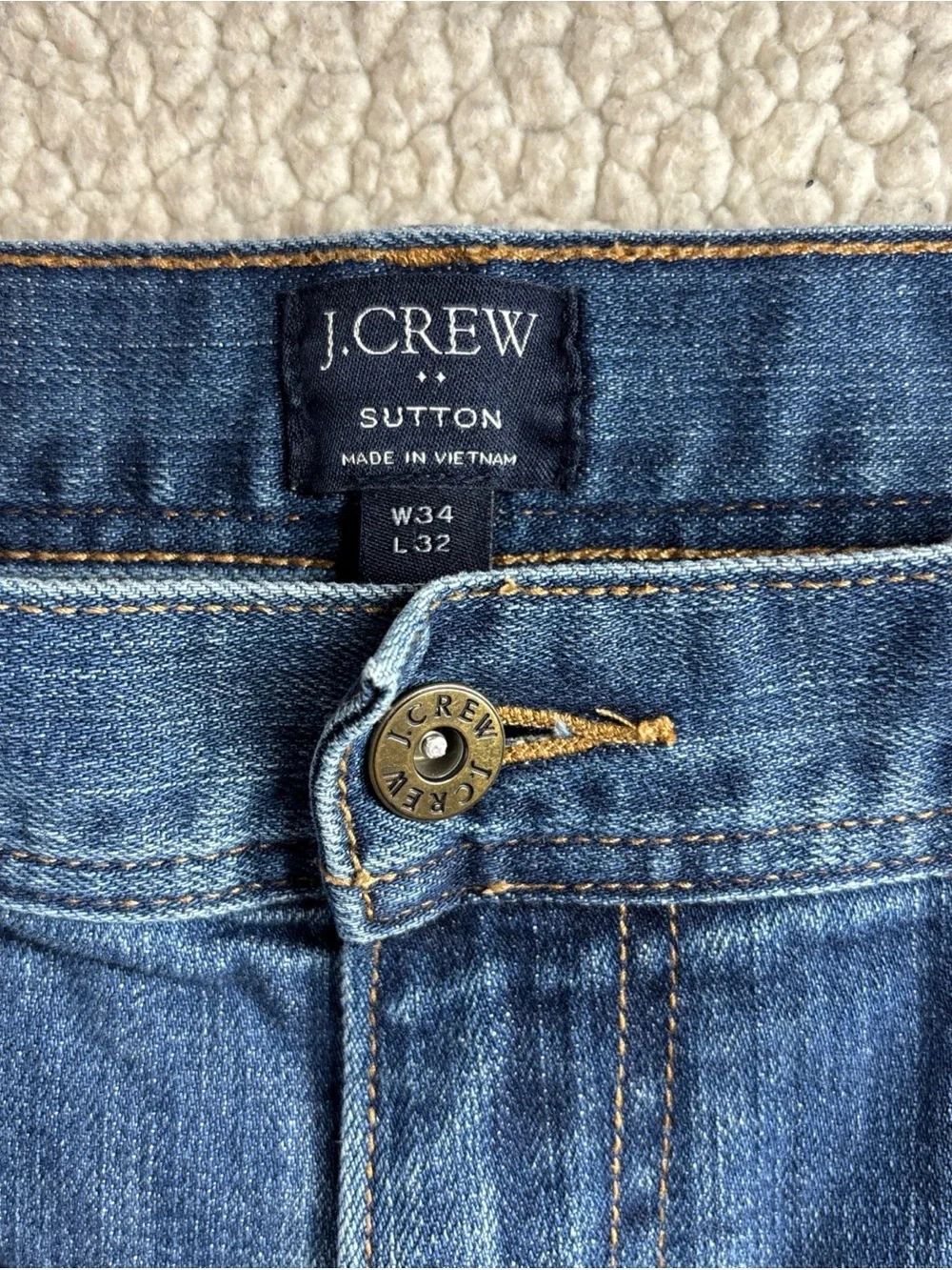 J Crew Sutton Men Straight Leg Distressed Stretch W 34 L 32 Dark Wash Blue Jeans